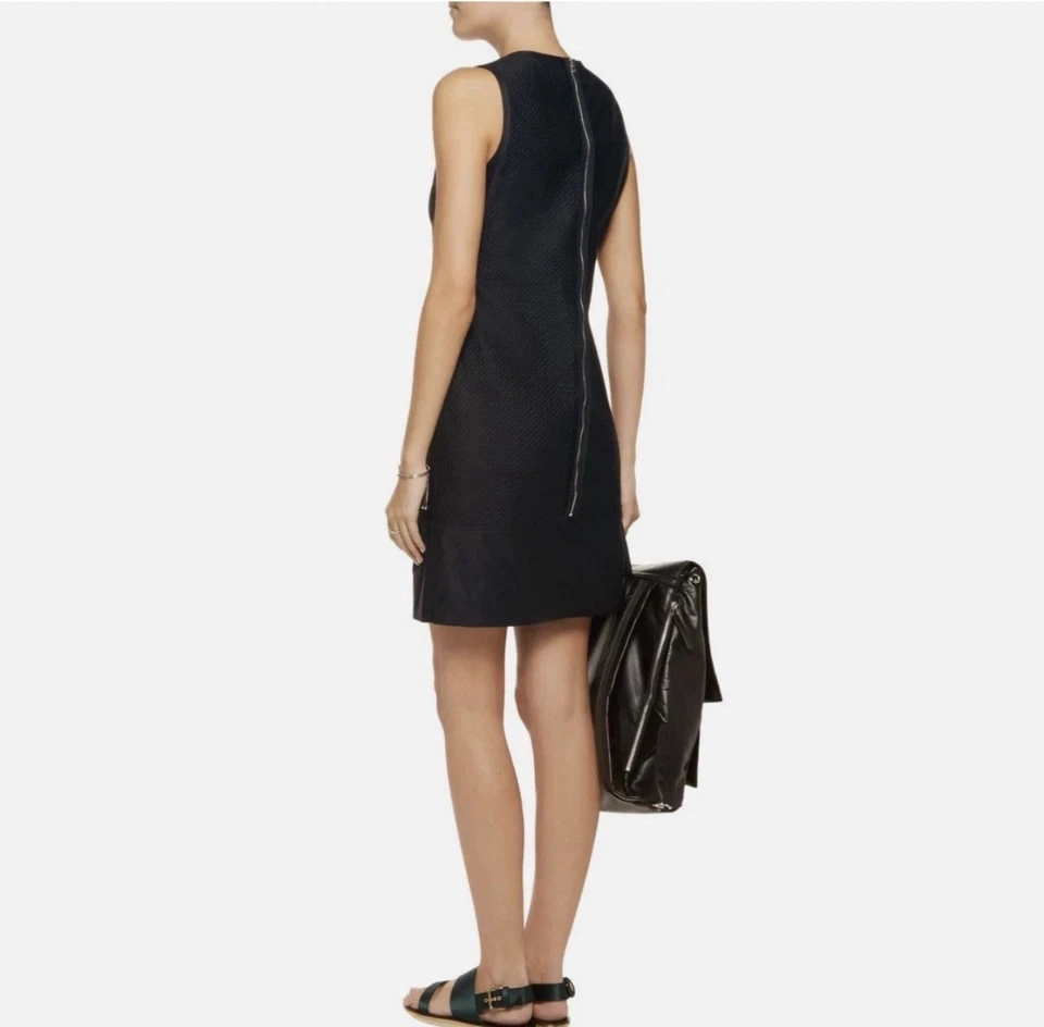 Mini Vestido RAG & BONE Yuri Sin Mangas Talla 8 Algodón Texturizado Dobladillo Sólido Cremallera Expuesta Foto 2 de 4