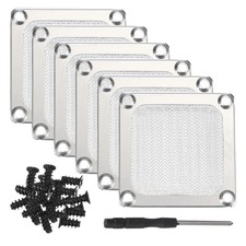6Pcs 60mm Fan Filter Grills Aluminum Frame Mesh with Accessories, Silver