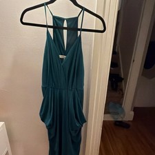 BCBGeneration Teal Sleeveless Strap Maxi Dress V-Neck Woven Polyester Size Small