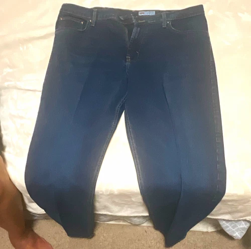 Wrangler Men's Blue Denim Jeans Western Solid Pockets Regular Fit 38x30 - product listing photo
