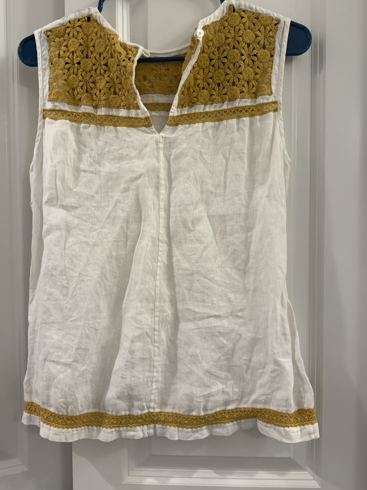 Tory Burch Women's Sleeveless Blouse 100% Linen, Size 10 thumbnail 8