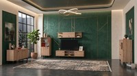Stilvolles Braunes Wohnzimmer-Set Tv-MöBel Konsole BüCherregale