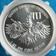 United States of FREEDOM 1 oz 999 Fine Silver Round ✅in CAPSULE