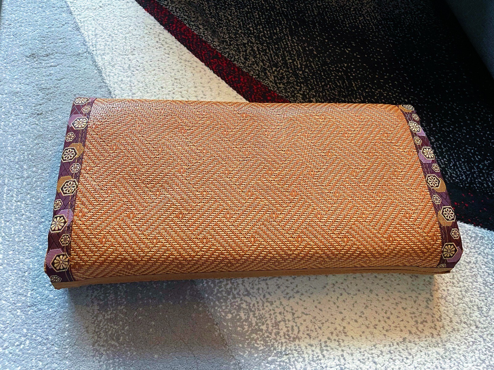 Japanese Woven Bamboo Rattan Neck Support Pillow for Travel & Relaxation