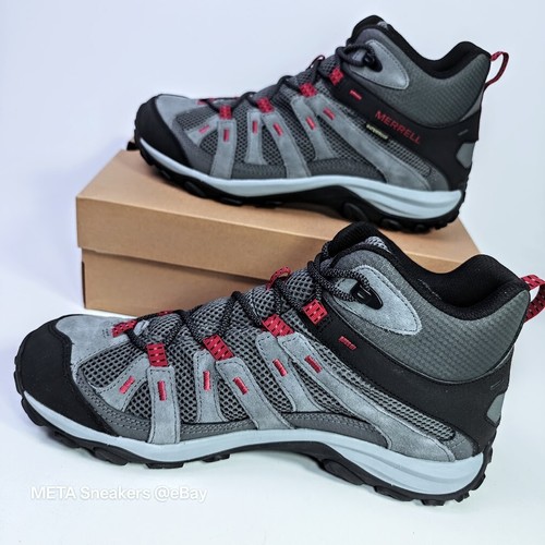 Merrell US 14 Men's Grey Black Red Waterproof Mesh Rugged - Alverstone 2 Mid NIB - Picture 10 of 19