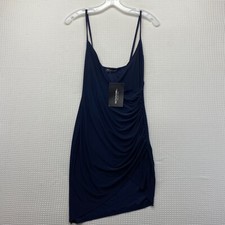 Pretty Little Thing Shape Navy Strappy Side Ruched Bodycon Dress Size 8 NWT