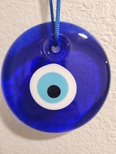 Evil Eye Glass Bead Wall Decor, Turkish Handmade Big Amulet, Nazar Charm 5.1"