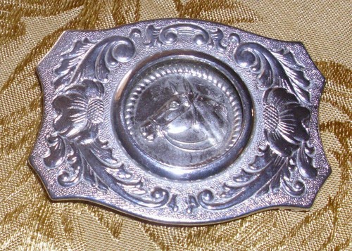 Ancienne Boucle De Ceinture Western, Motif Cheval, Années 70 (USA)