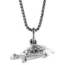925 Sterling Silver Detailed Small Turtle Pendant 5/16 8mm Inch Tall