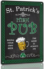 St Patrick's Day Tin Sign Irish Pub Metal Signs Irish Holiday Decor Green Shamro