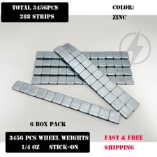 6 BOX 1/4 OZ ZINC WHEEL WEIGHTS STICK-ON ADHESIVE TAPE 54 LBS LEAD-FREE 3456 PCS