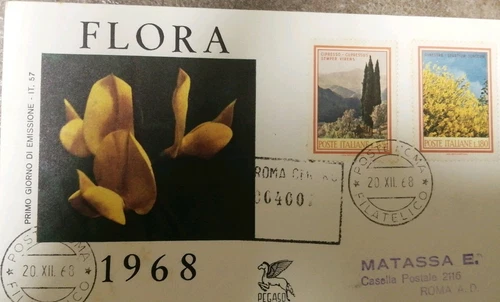1968 ITALY first day envelope FDC PEGASO N.IT 57 Flora recommended rare