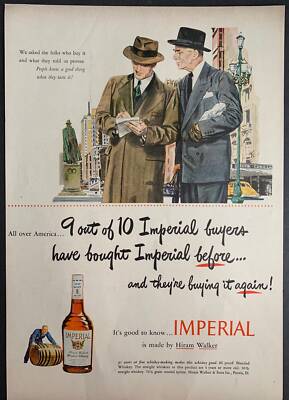 Vintage 1949 Hiram Walker s Imperial Whiskey Print Ad