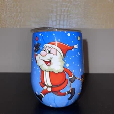 12 Oz  Wine Glasses Sippy Cup Tumbler Stemless Double Wall Vacuum Insulated