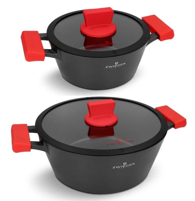 ZWIEGER OBSIDIAN SET OF POTS 4 PCS 20/28 CM COOKWARE ALUMINIUM STEWPOTS LIDS POT
