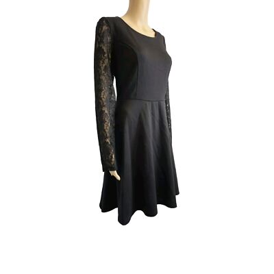 Forever 21 Plus Dress 2X Black Fit & Flare Lace Sleeves | eBay