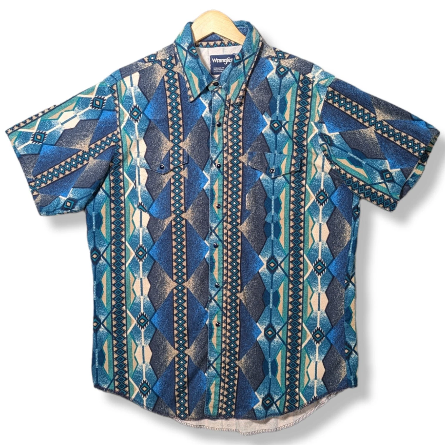 Vintage Wrangler Aztec Western Shirt Mens XL 17-35 Regular Fit Preshrunk X-tail