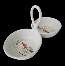 Pottery Barn Cowgirl Western Americana Cocktails Snack Double Bowl Lasso Handle