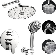 Luxury Rain Shower System with Handheld  Mixer Valve - Polished Chrome