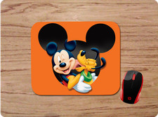 PLUTO  MICKEY - DISNEY INSPIRED - ORANGE CUSTOM PC MOUSE PAD DESK MAT - GIFT
