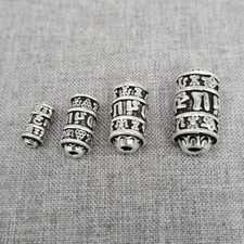 Perle de roue de prière tibétaine en argent sterling 925 entretoise Om mani
