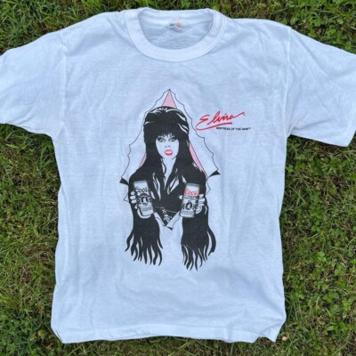 Vintage Elvira Mistress of the Dark graphic short sleeve white shirt KV20306