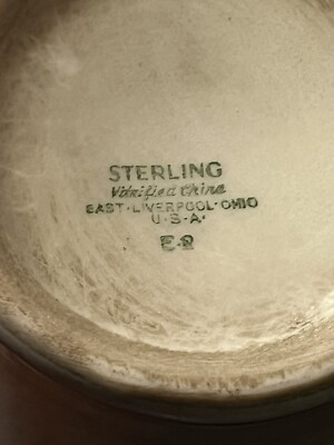 STERLING POTTERY EAST LIVERPOOL OHIO green band MUG STERLING POTTERY EAST LIVERPOOL OHIO green band MUG