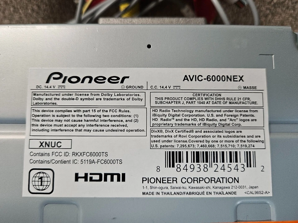 PIONEER AVIC-6000NEX 6.2" Touchscreen In Dash Navigation Receiver Bluetooth DVD - Image 3 of 3