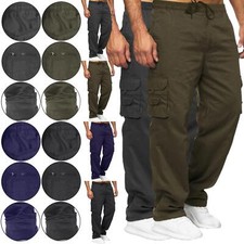 Mens Cargo Combat Fleece Lined Thermal Elasticated Winter Work Bottoms Trousers