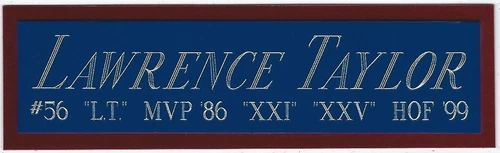 LAWRENCE TAYLOR GIANTS NAMEPLATE AUTOGRAPHED Signed Helmet FOOTBALL JERSEY PHOTO