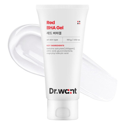 Red BHA Gel, Daily Exfoliating Gel with AHA, PHA, LHA for Gentle Peeling, Soothi