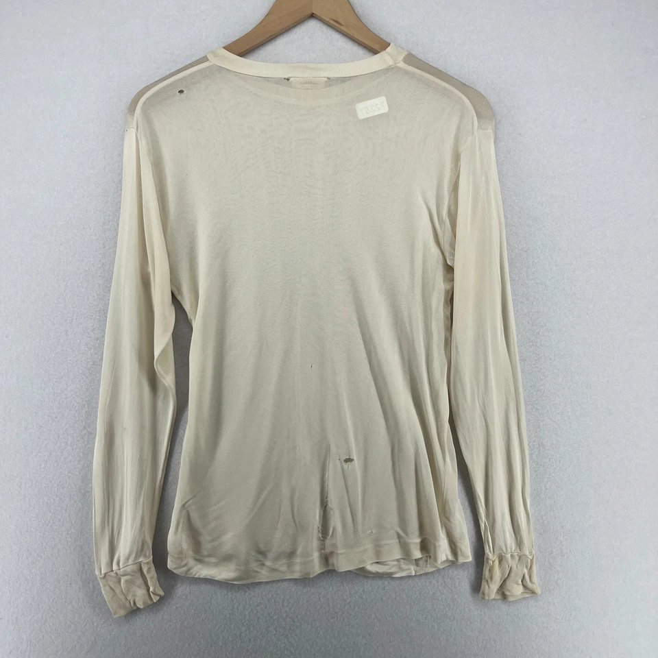 Top LL BEAN para mujer S 100 % seda capa base térmica manga larga blanco roto de colección Foto 2 de 4