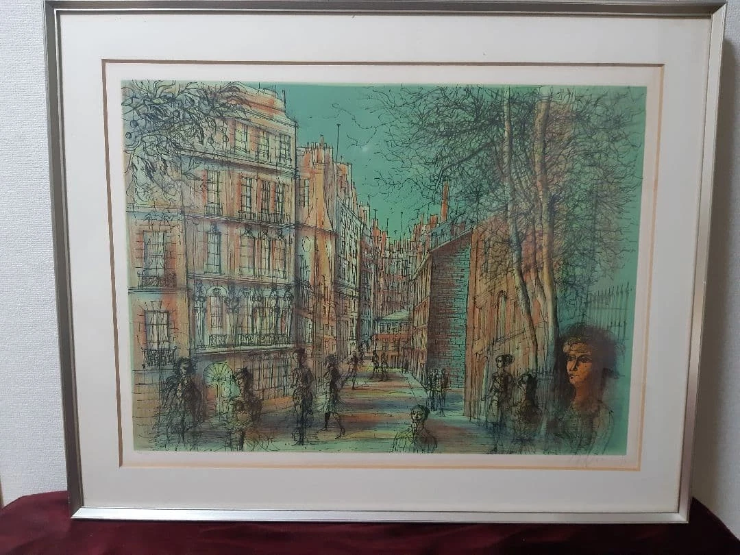 ジャン・カルズ－ リトグラフ Jean Carzou 直筆サイン ジャン カルズー(Jean CARZOU)「冬の丘」リトグラフ 絵画買取・販売の