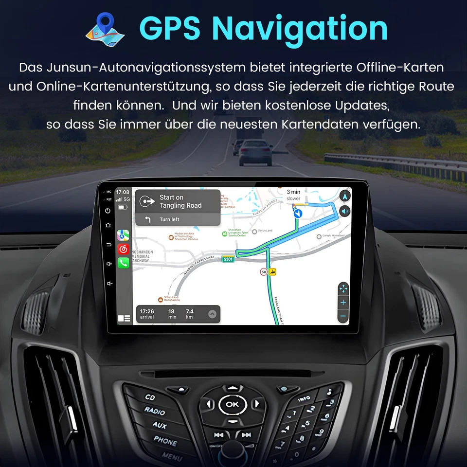 64GB Android Autoradio Carplay Für Ford C-Max 2011-2015 Kuga 2013-15 GPS Nav SWC - Bild 2 von 4