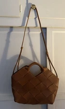 Parker Clay Acacia Woven Handbag Crossbody Leather Brown Boho Chic Lux