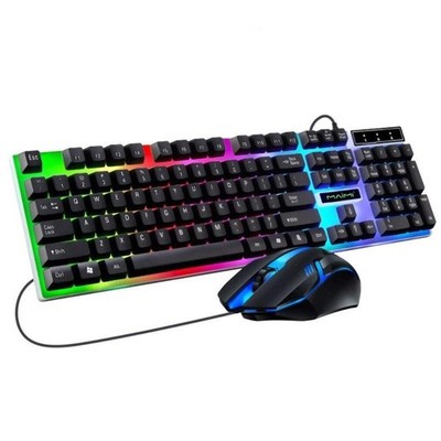 RGB Gaming Tastatur und Maus Set USB LED für PC Laptop Konsole Computer Schwarz