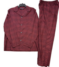 Hart Schaffner Marx Mens 100 Cotton Plaid 2 Piece Pajama Set Wineberry S NWT