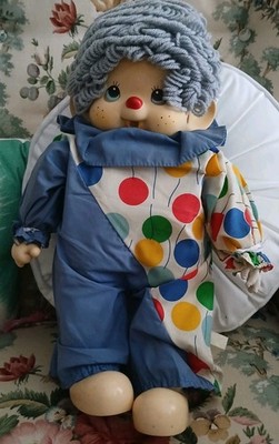 Pierrot/ Clown monchhichi look doll Size L 45CM Vintage Ice Cream