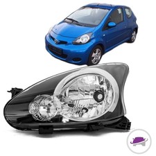 Toyota Aygo Scheinwerfer Links 05-14 H4 Klarglas Schwarz OEM alle Modelle