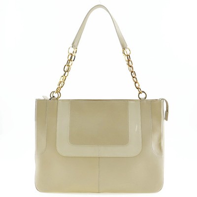 VERSACE Chain Shoulder Shoulder Bag Calfskin Beige Women's #NB135