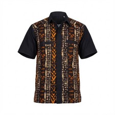 Black African Print Mens Short Sleeve Shirt 