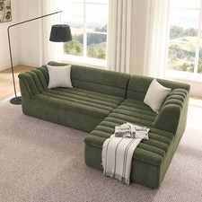 106" L-Shaped Sectional Sofa w/ Chaise, Modular Couches, Chenille Upholstery