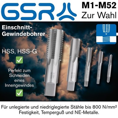 Gewindebohrer Einschnittgewindebohrer Gewindeschneider Metrisch M1-M56  HSS/HSSG