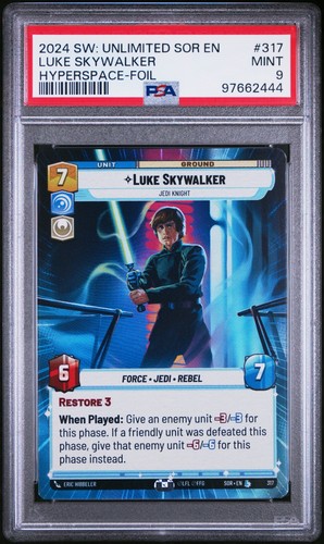 Star Wars Unlimited - Luke Skywalker Jedi Knight Hyperspace FOIL PSA9 - SOR #317