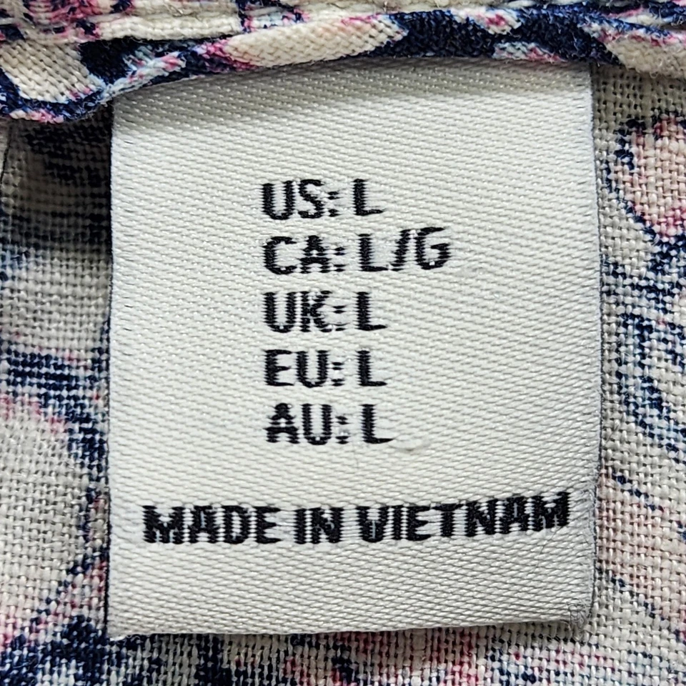 Top Rachel Zoe Mujer L Rosa Azul Floral Lino Volantes Dobladillo Peplum Manga Gorra Foto 4 de 4