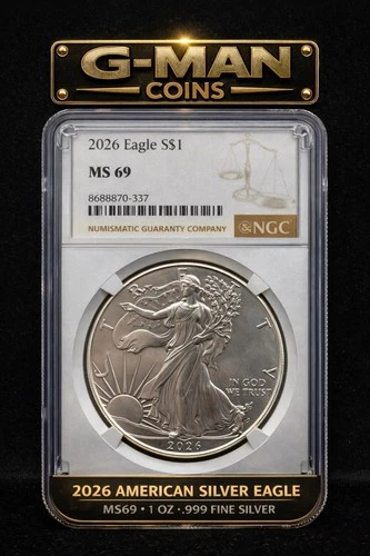 2026 $1 American Silver Eagle NGC MS69 1oz .999 Fine Bullion Coin