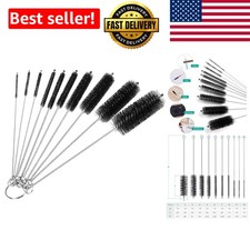 Professional Bottle and Pipe Cleaning Brush Set - 10 Nylon Brushes with Keychain