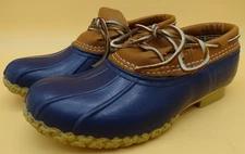 LL Bean Vintage Bean Duck Boots  Navy Tan 60009 Made in USA Size 7 Gumshoe