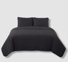 VCNY Home Gray Kaleidoscope Embossed Geometric 3-Pcs Quilt Set, King