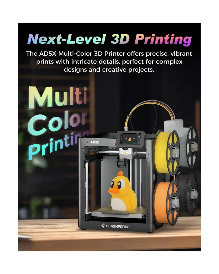 FLASHFORGE AD5X Multi-Color 3D Printer, CoreXY 600mm/s High-Speed, 1-Click Au... - Image 2 of 4
